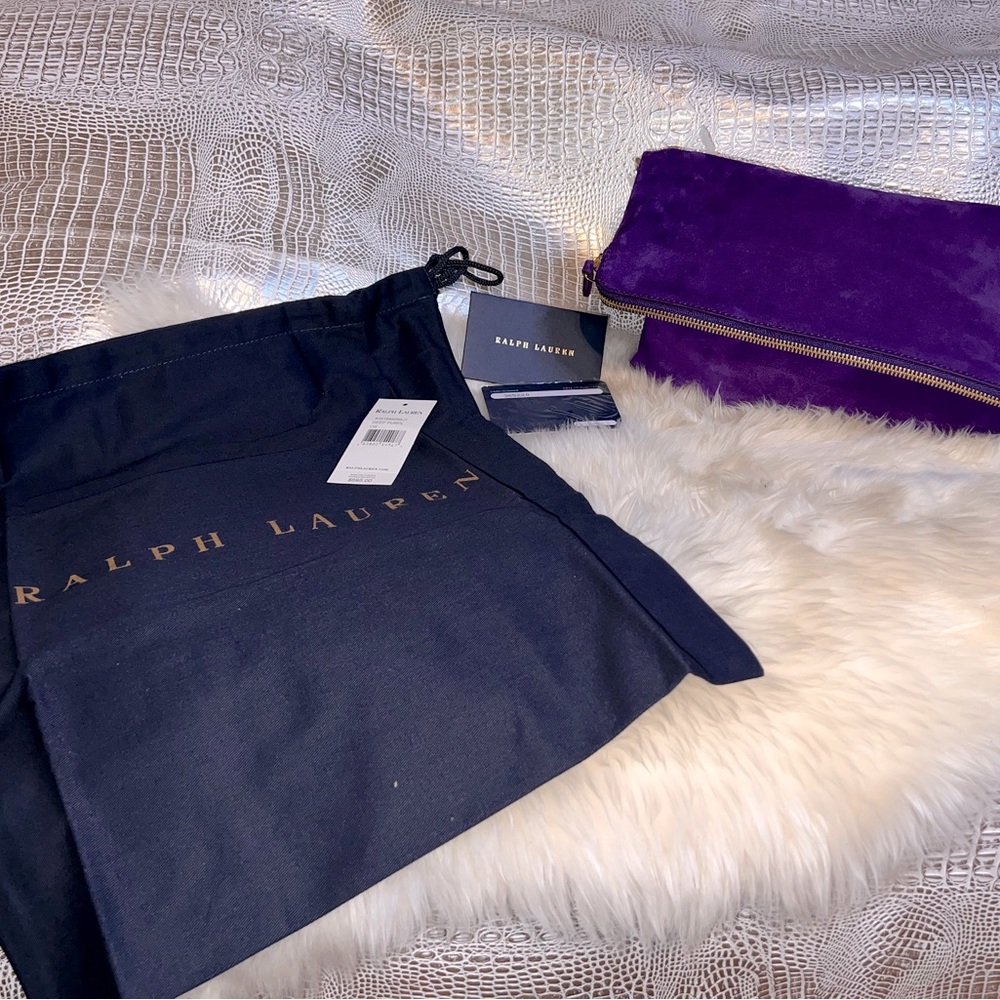 NWT Authentic suede RALPH LAUREN flap crossbody.